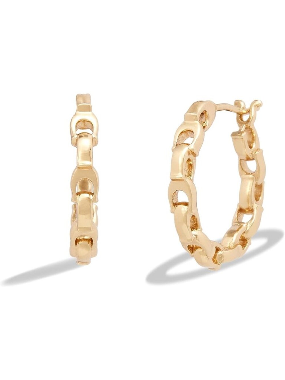 Elegant Gold Hoop Earrings with Signature Link Design - Perfect for Any Occasion